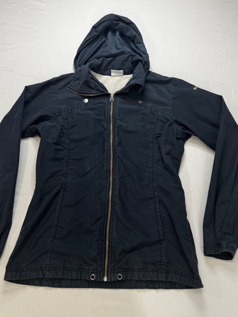 Columbia Women’s S Navy Hooded Utility Jacket Cotton Nylon Outdoor Y2K